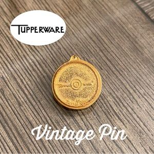 Vintage Collectible Pin: Tupperware Tupper Seal Gold Tone Pin, Lapel Pin